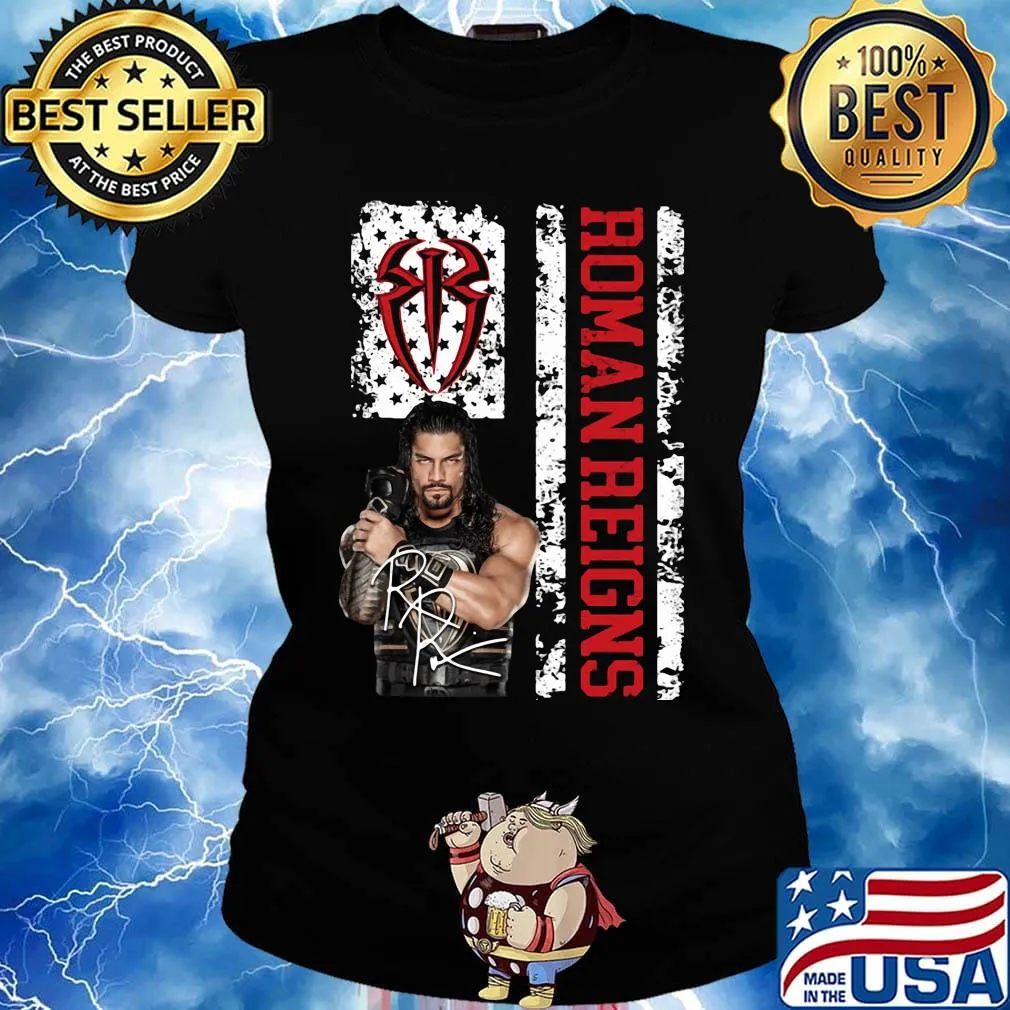 Roman reigns signature american flag independence day s Ladies tee