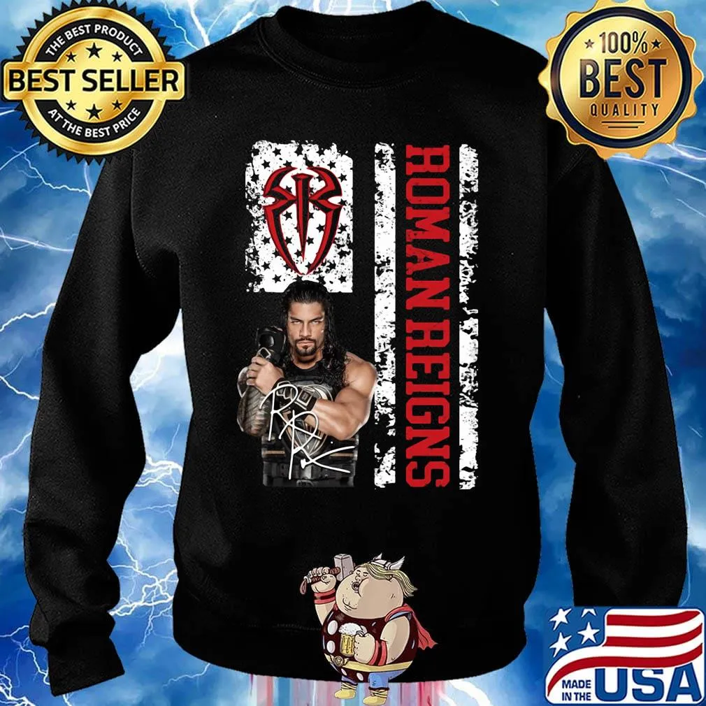 Roman reigns signature american flag independence day s Sweater