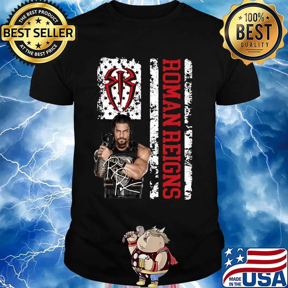 Roman reigns signature american flag independence day shirt