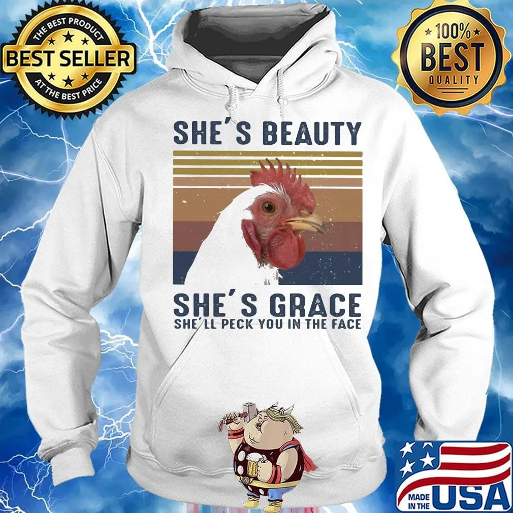 Rooter she's beauty she's grace she'll peck you in the face vintage retro s Hoodie