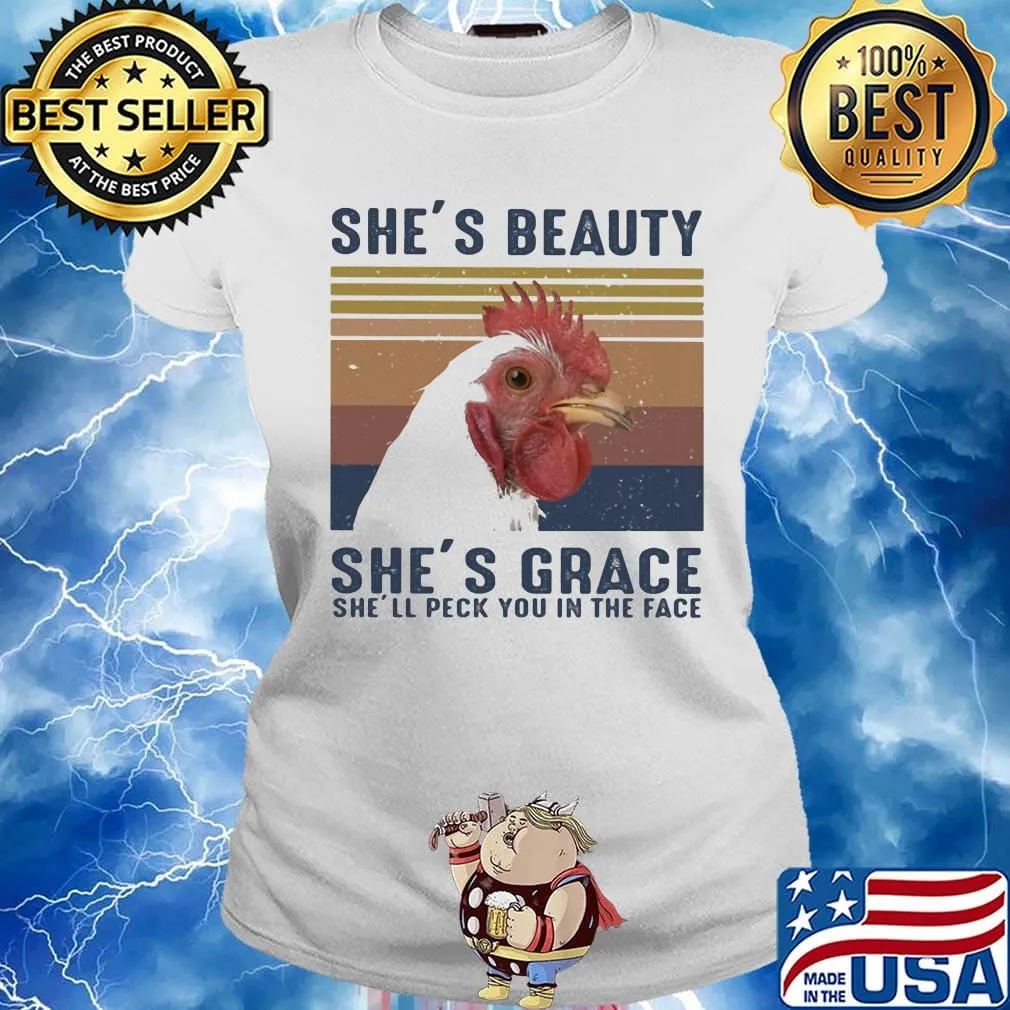 Rooter she's beauty she's grace she'll peck you in the face vintage retro s Ladies tee