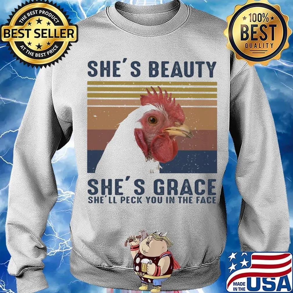 Rooter she's beauty she's grace she'll peck you in the face vintage retro s Sweater