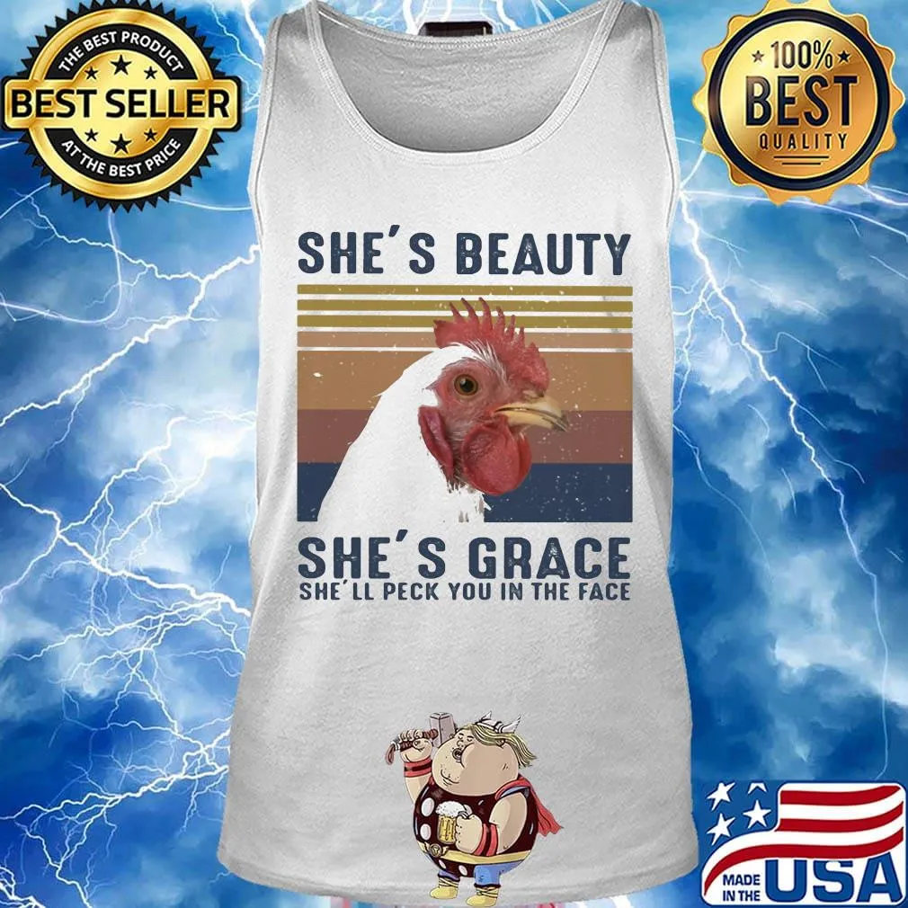 Rooter she's beauty she's grace she'll peck you in the face vintage retro s Tank top