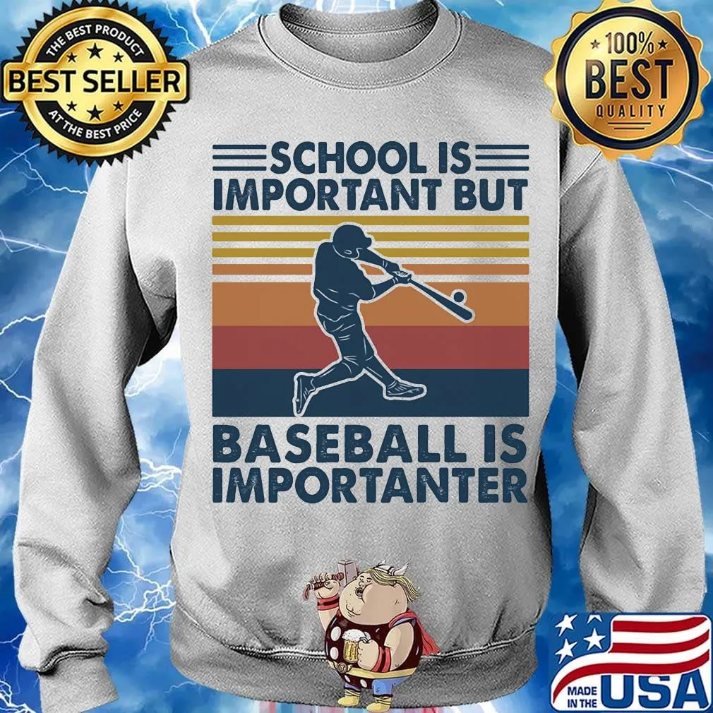 School Is Important But Baseball Is Importanter Vintage Retro s Sweater