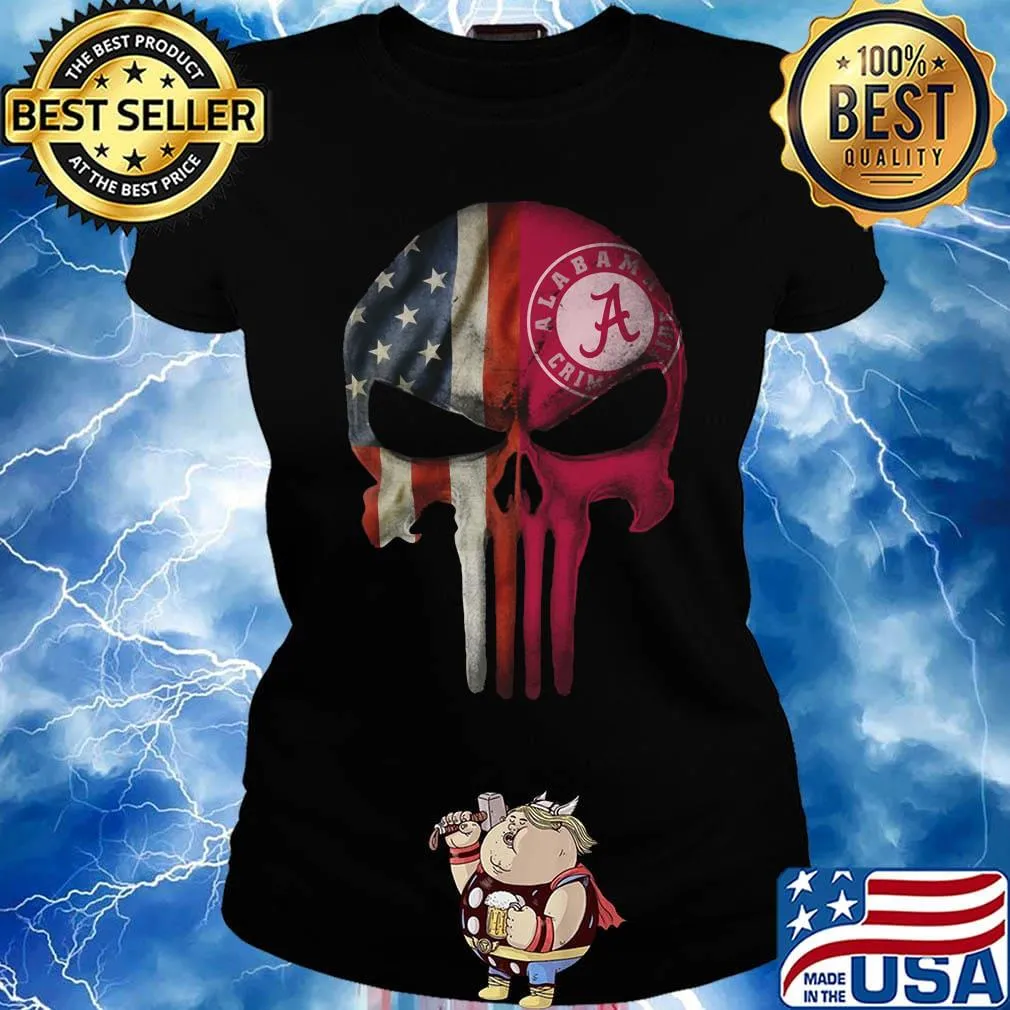 Skull american flag alabama crimson tide independence day s Ladies tee
