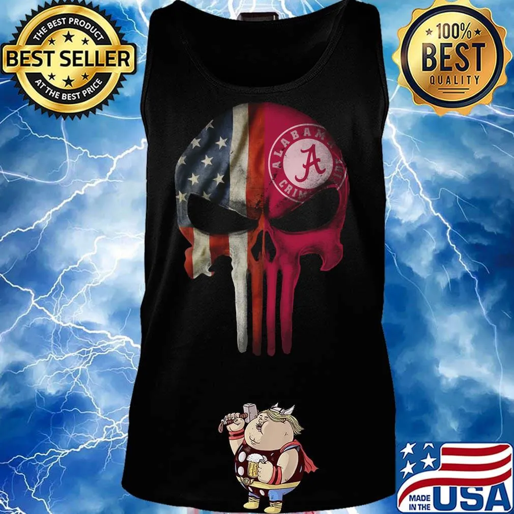 Skull american flag alabama crimson tide independence day s Tank top