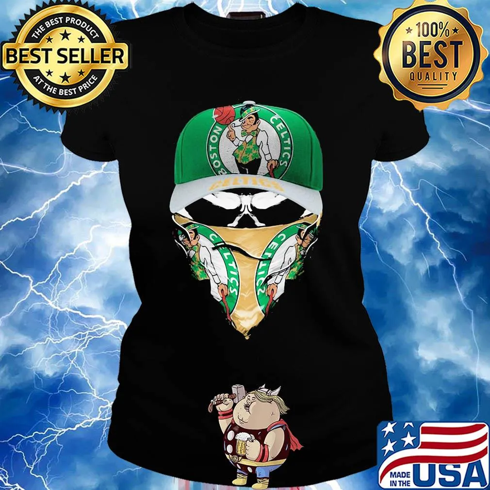 Skull mask boston celtics basketball s Ladies tee