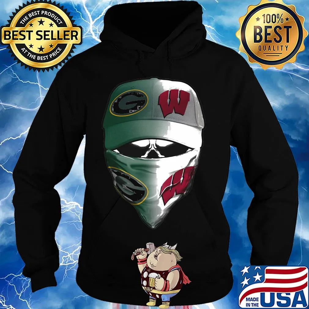 Skull mask green bay packers and wisconsin badgers s Hoodie