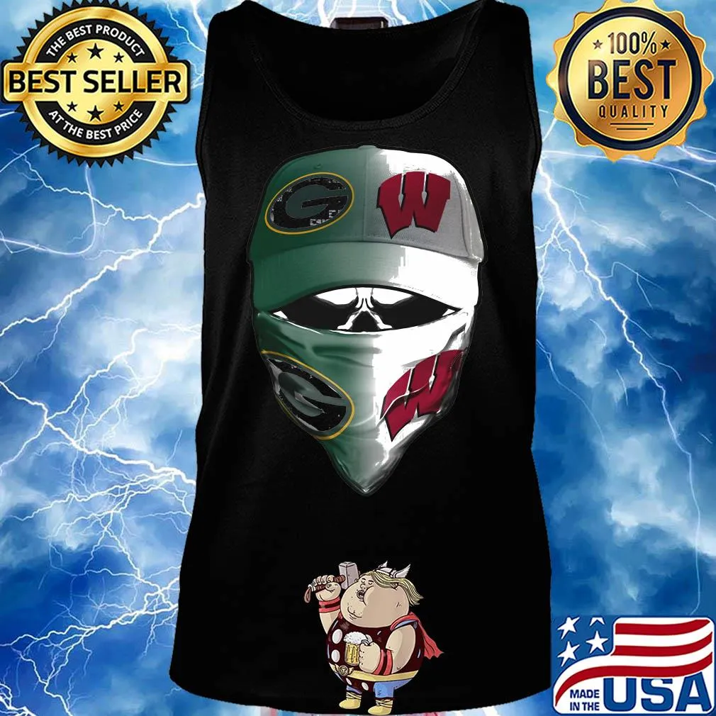 Skull mask green bay packers and wisconsin badgers s Tank top