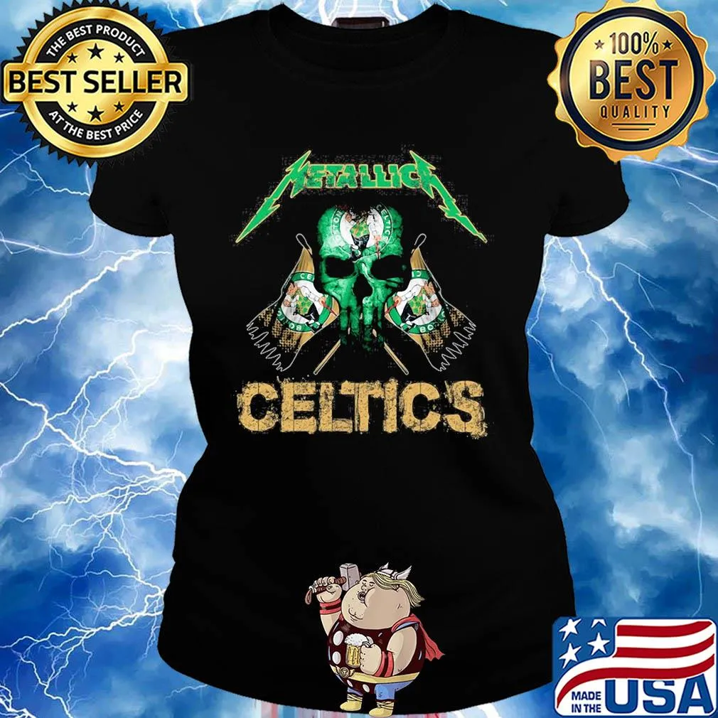 Skull metallica boston celtics flag s Ladies tee