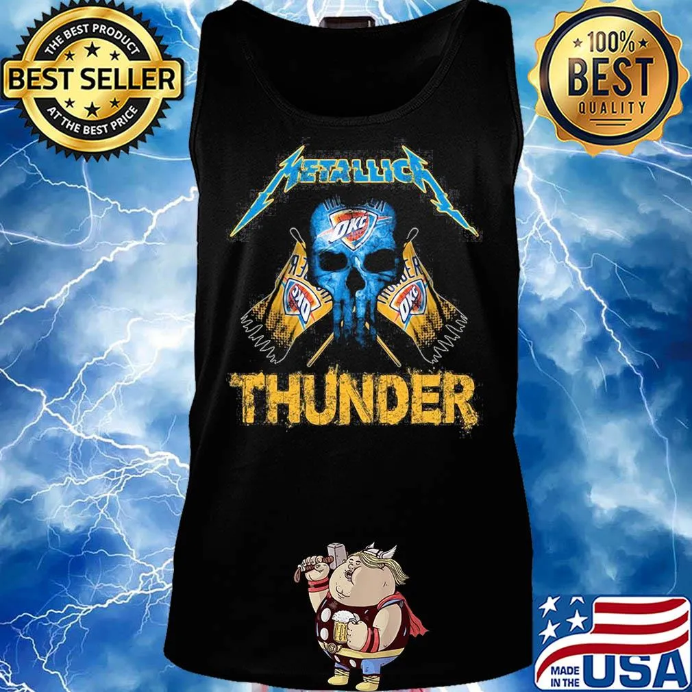 Skull metallica oklahoma city thunder flag s Tank top