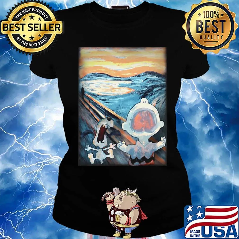 Snoopy and charlie brown van gogh starry night s Ladies tee