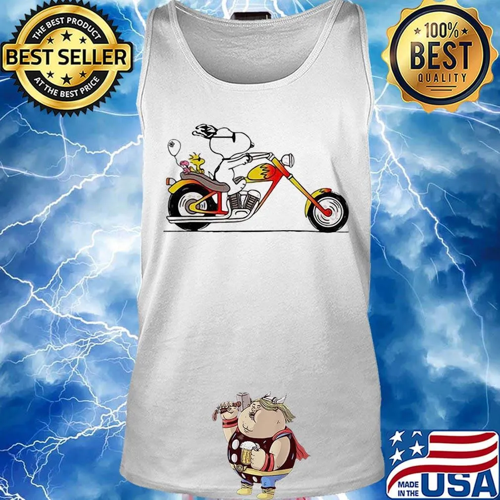 Snoopy and woodstock riding a motorcycle s Tank top