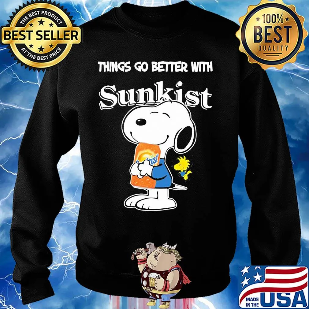 Snoopy and woodstock things go better with sunkist s Sweater