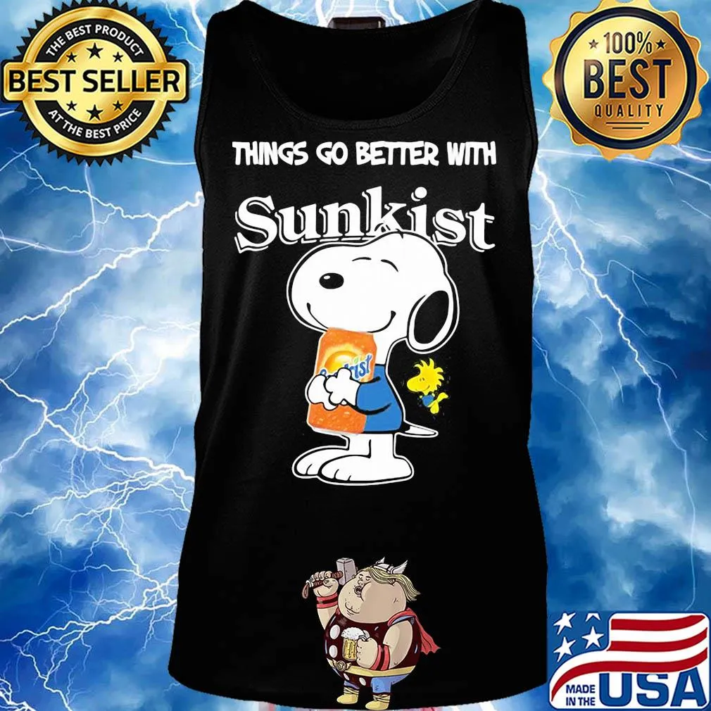 Snoopy and woodstock things go better with sunkist s Tank top