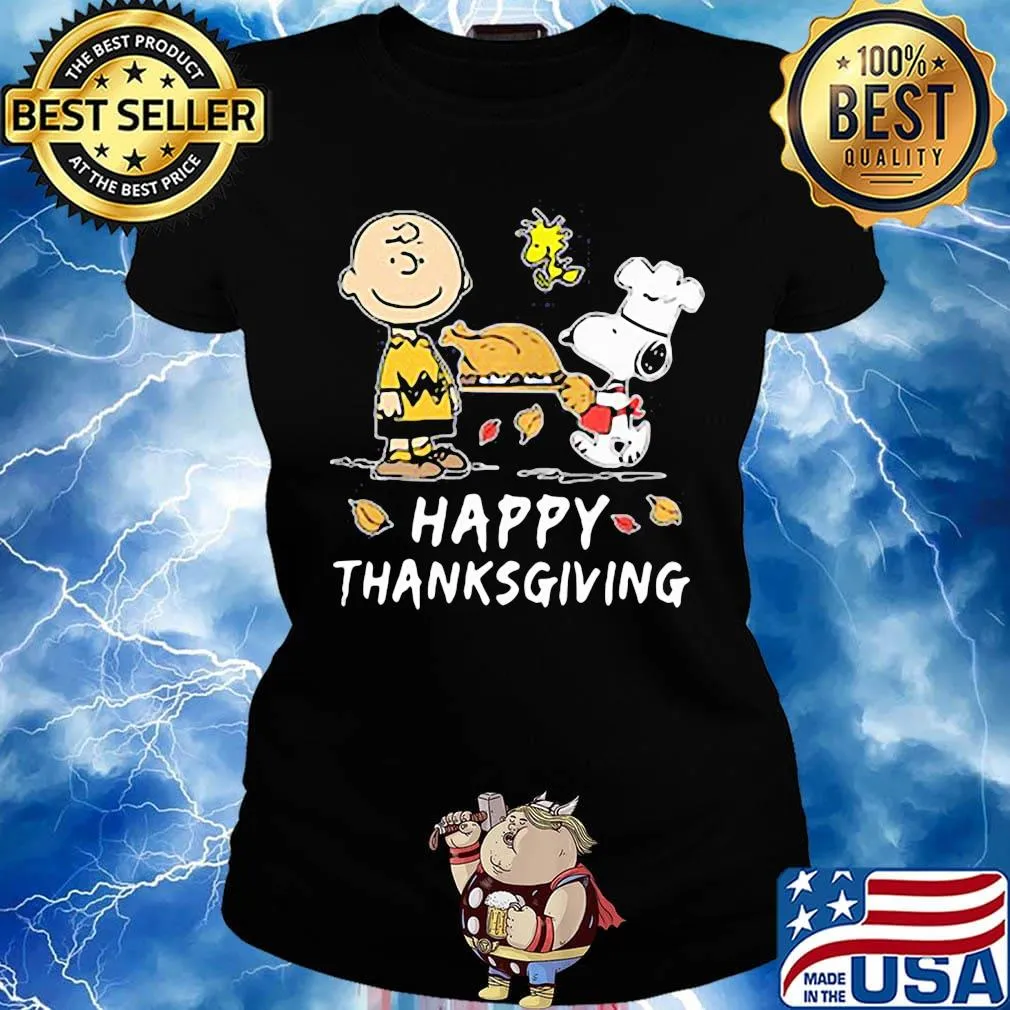 Snoopy charlie brown and woodstock happy thanksgiving s Ladies tee