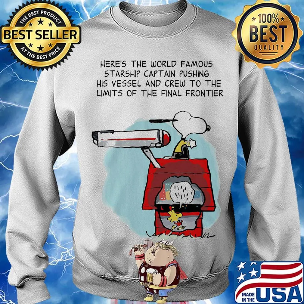 Snoopy home here's the world famous starship captain pushing his vessel and crew to the limits of the final frontier s Sweater