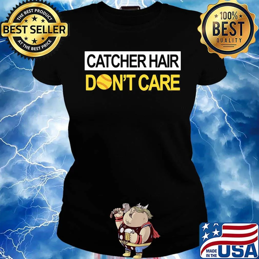 Softball catcher hair don't care s Ladies tee