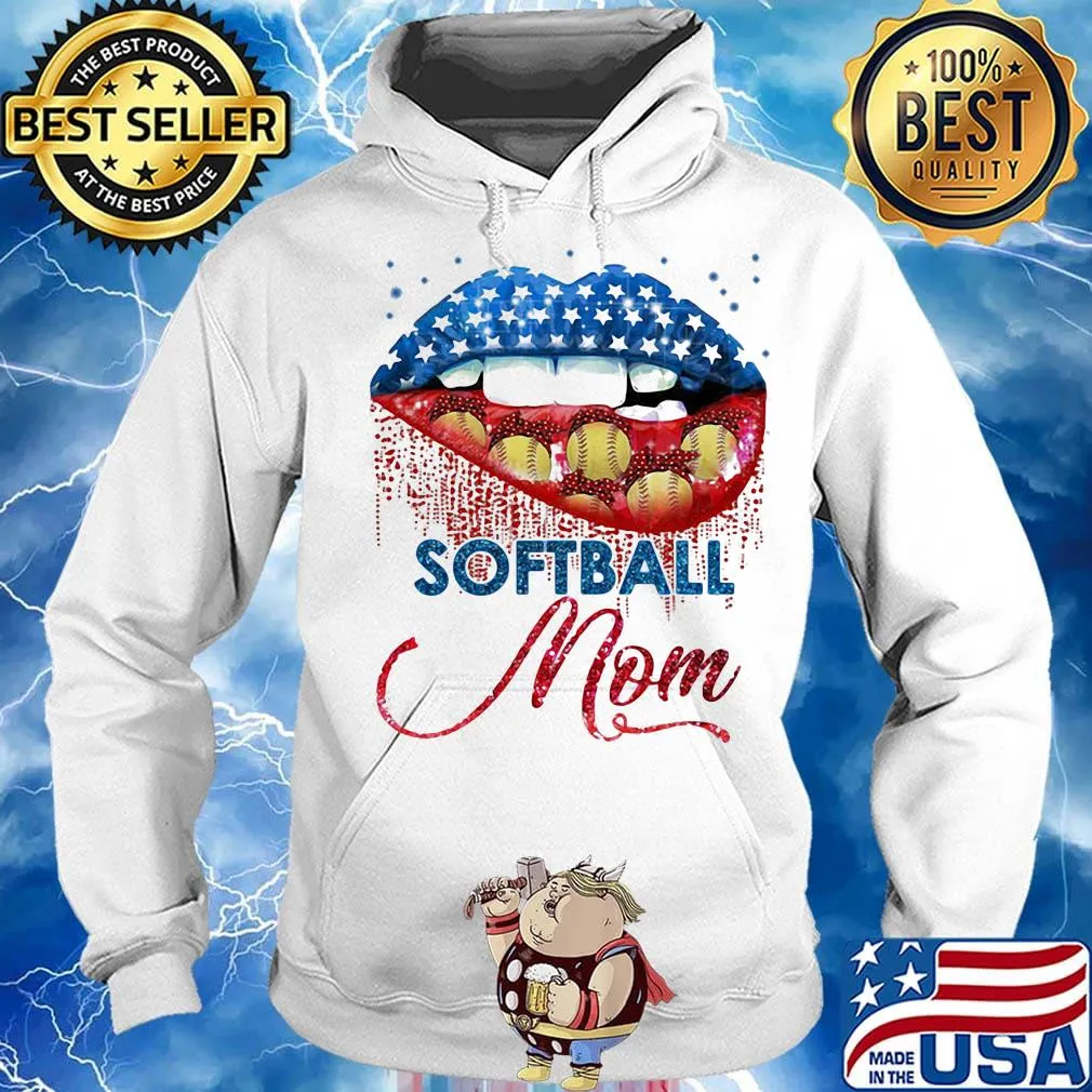 Softball Mom Lips Color Shirt Hoodie