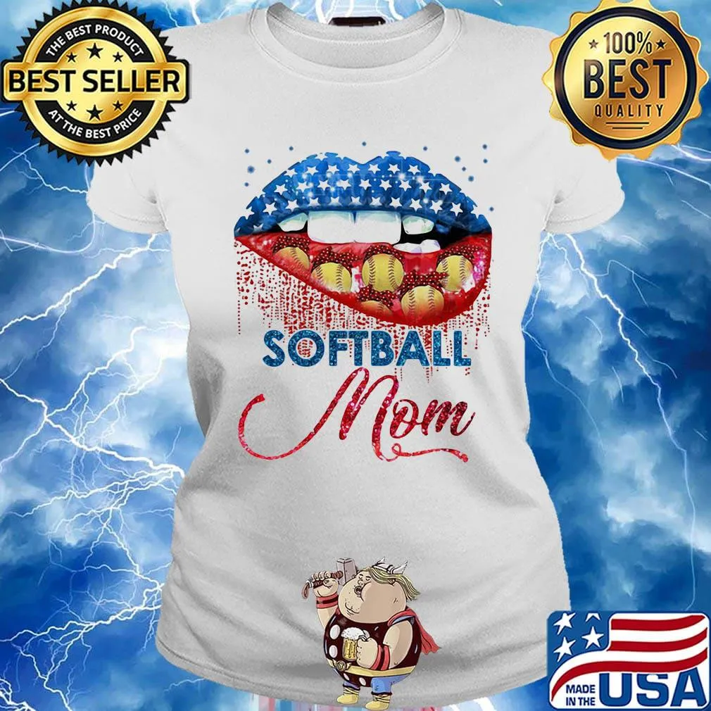 Softball Mom Lips Color Shirt Ladies tee