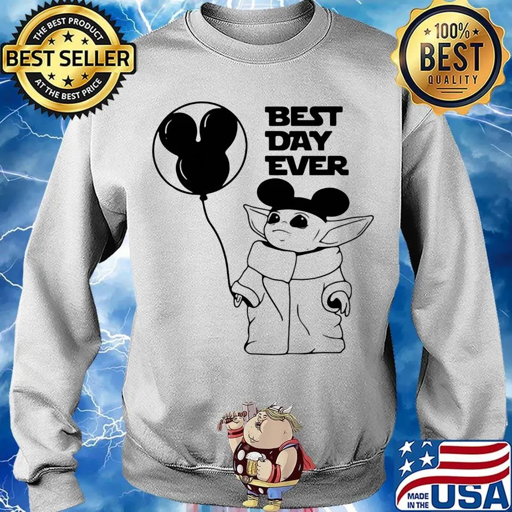 Star wars baby yoda holding balloon mickey mouse best day ever s Sweater