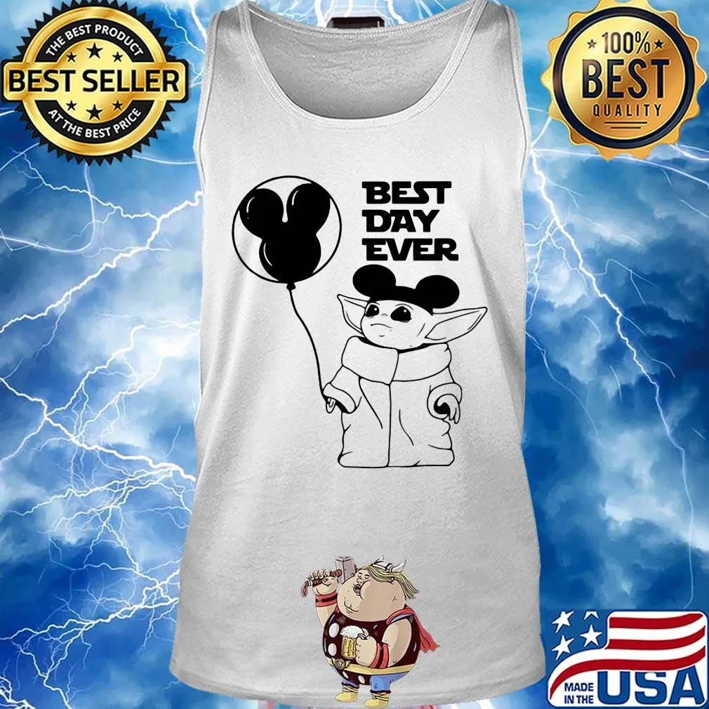 Star wars baby yoda holding balloon mickey mouse best day ever s Tank top