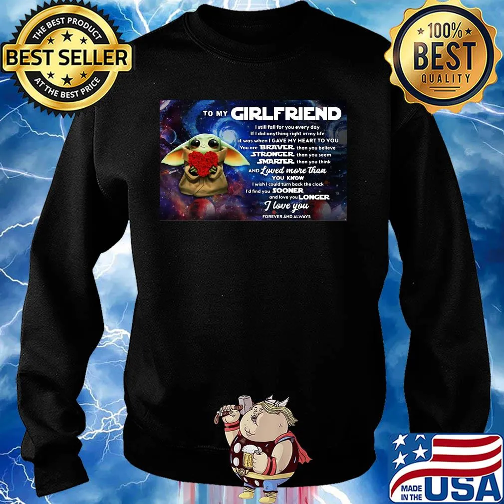 Star wars baby yoda hug heart to my girlfriend I love you s Sweater