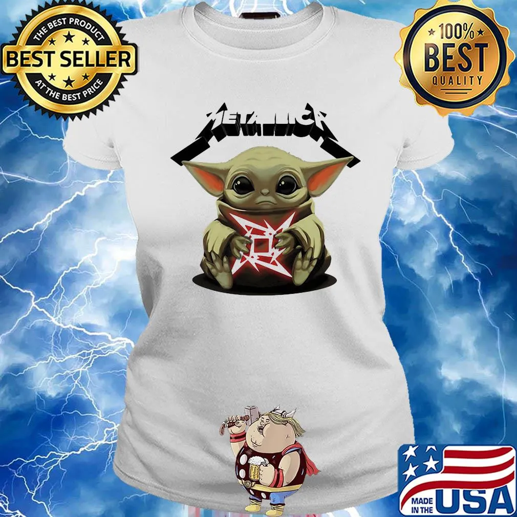 Star wars baby yoda hug metallica s Ladies tee