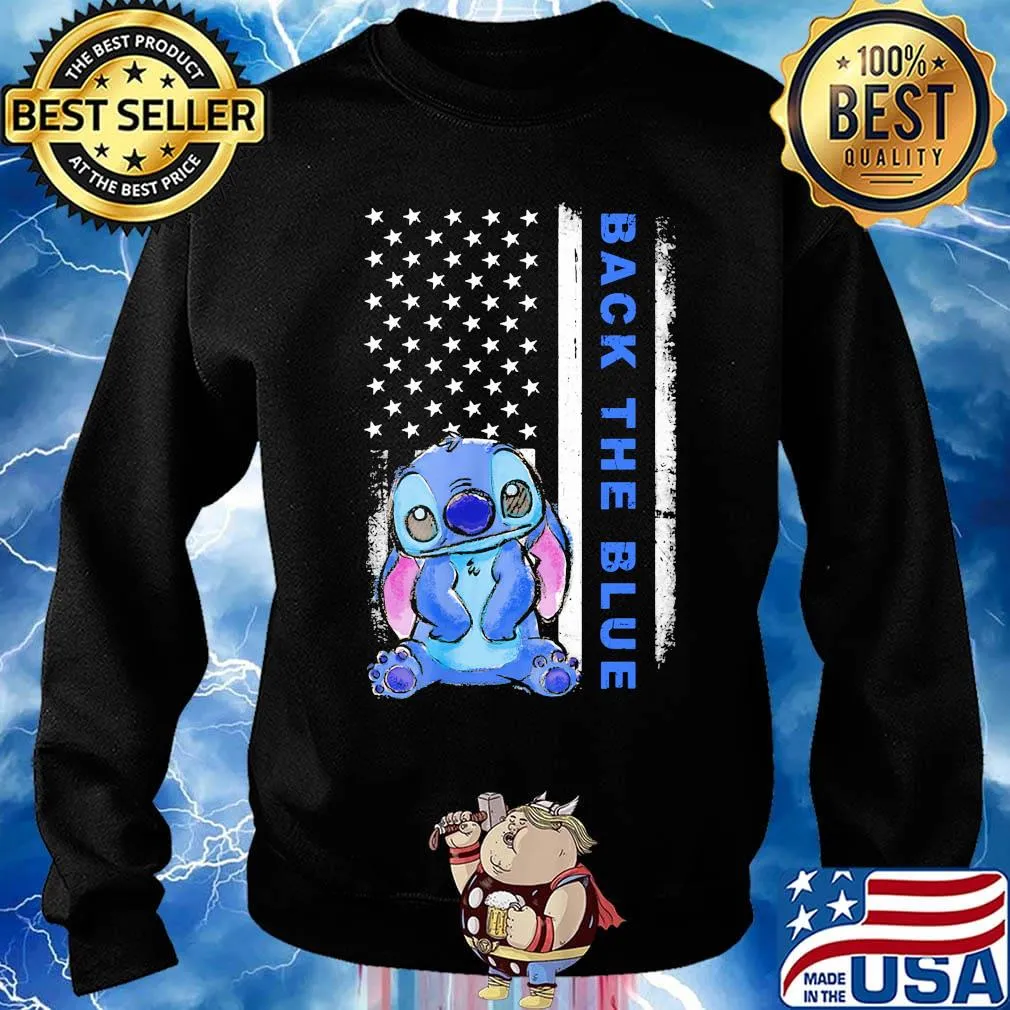 Stitch back the blue american flag independence day s Sweater