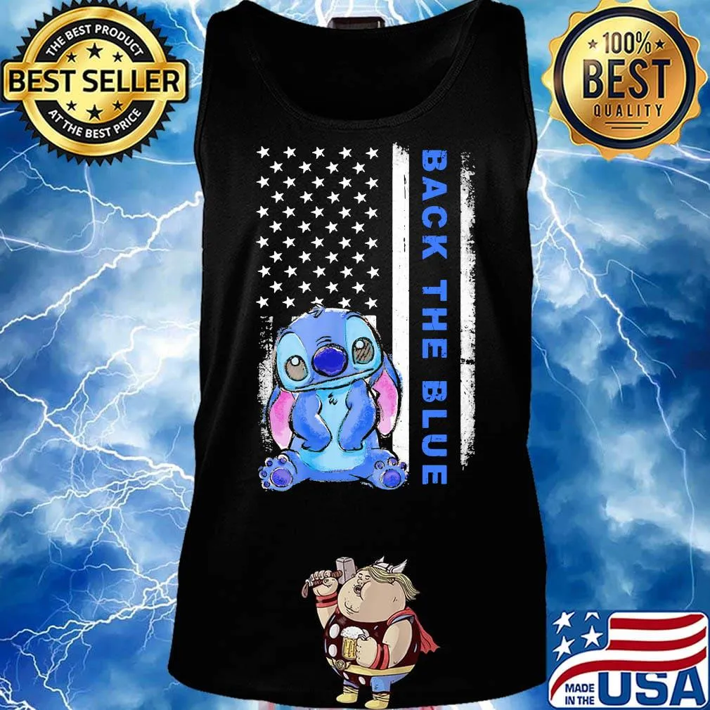 Stitch back the blue american flag independence day s Tank top