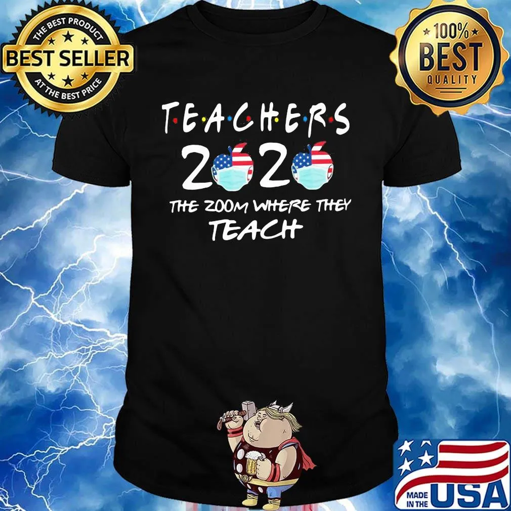 Teachers 2020 the zoom where they teach apple mask american flag independence day shirt