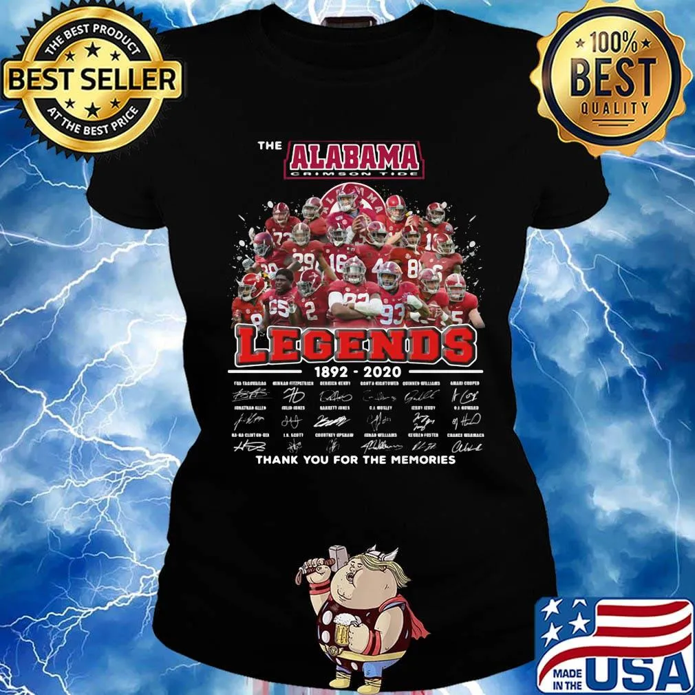 The alabama crimson tide legends 1892 2020 thank you for the memories signatures s Ladies tee