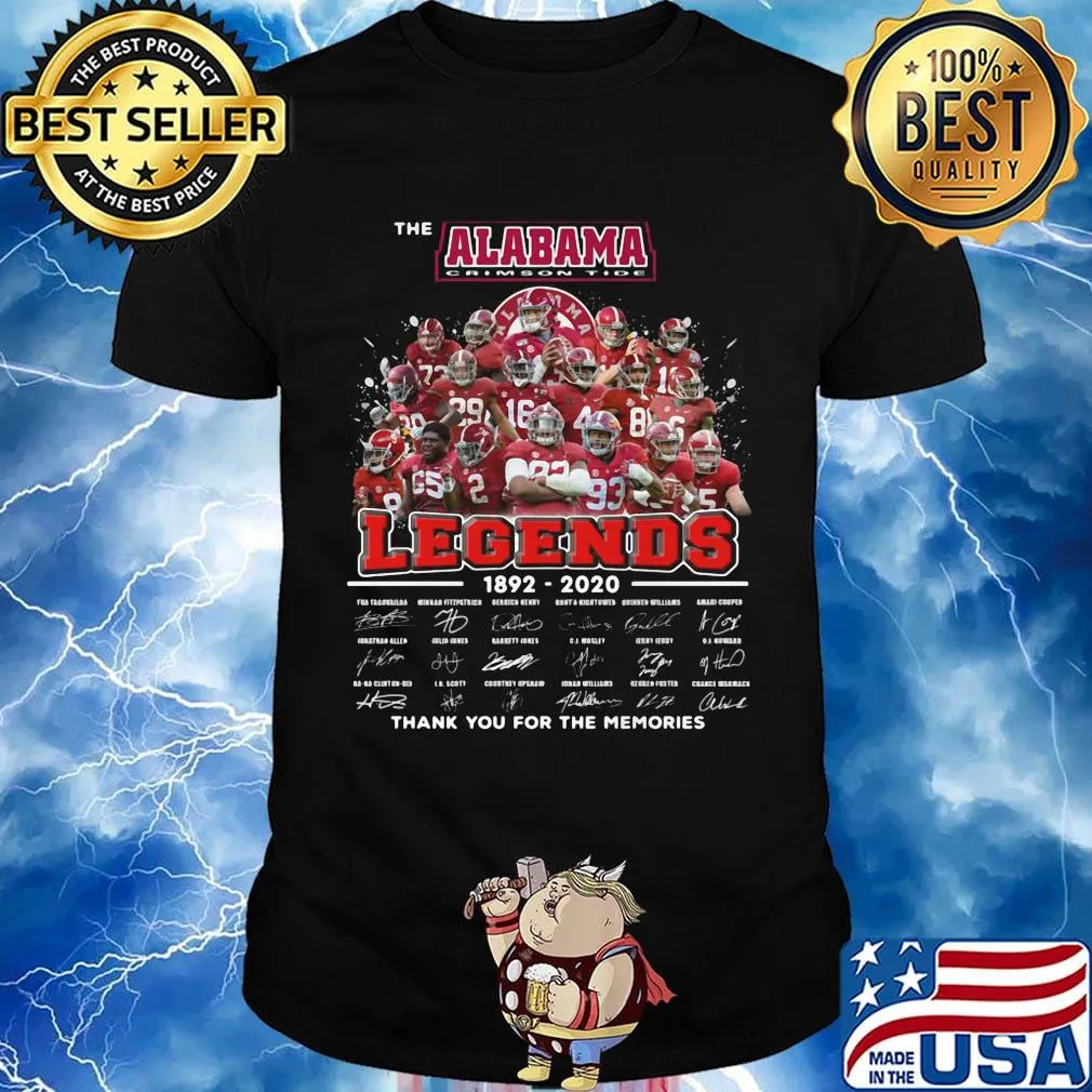 The alabama crimson tide legends 1892 2020 thank you for the memories signatures shirt