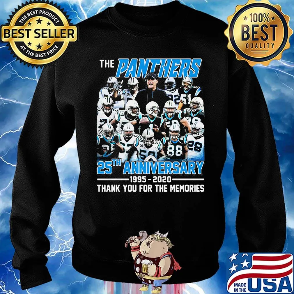 The carolina panthers 25th anniversary 1995 2020 thank you for the memories s Sweater