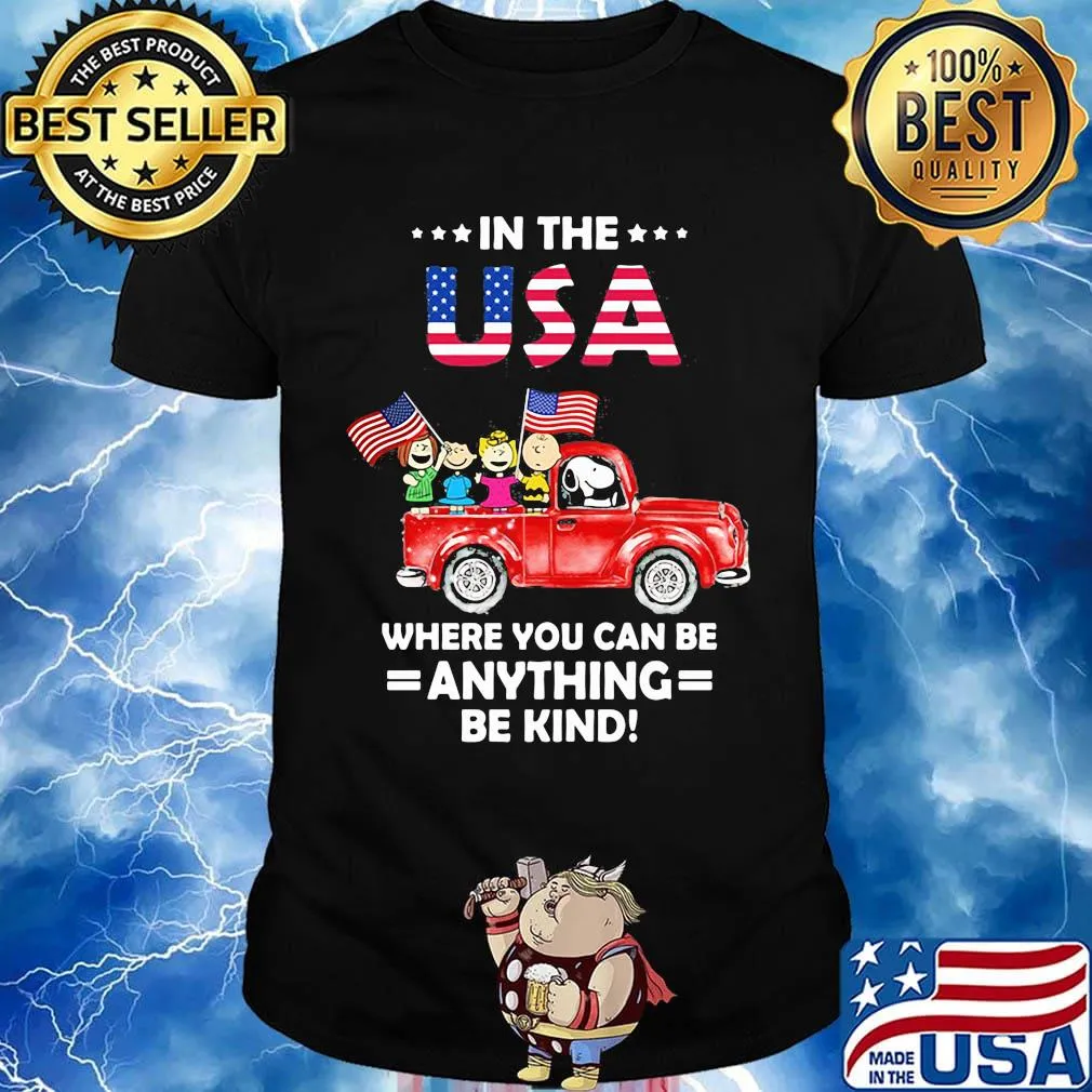 The peanuts in the usa where you can be anything be kind american flag independence day shirt