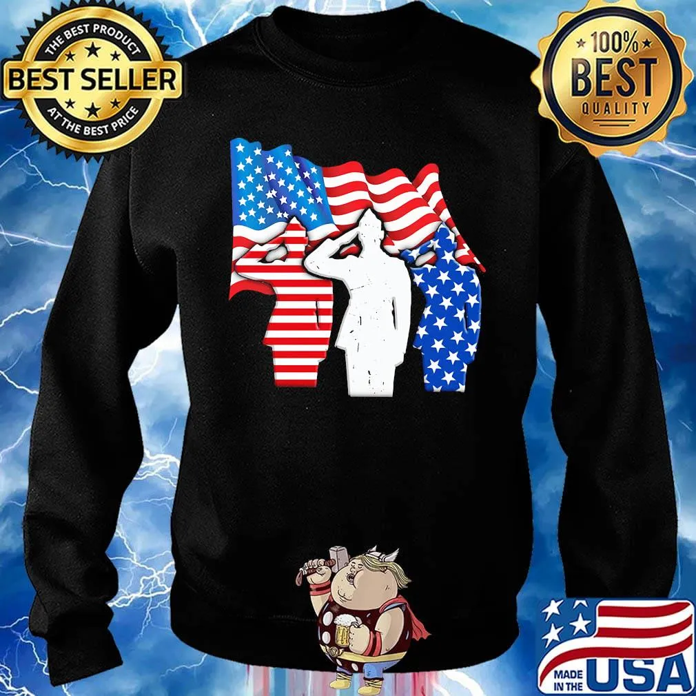 The Soldier Salutes American Flag Independence Day Shirt Sweater