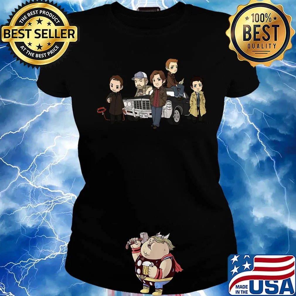 The supernaturals members chibi cartoon car s Ladies tee