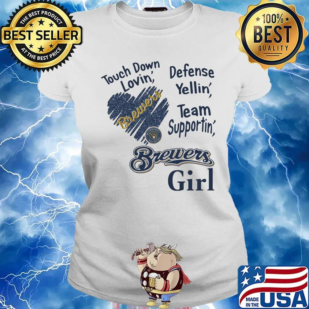 Touch down lovin defense yellin team supporting brewers girl heart s Ladies tee
