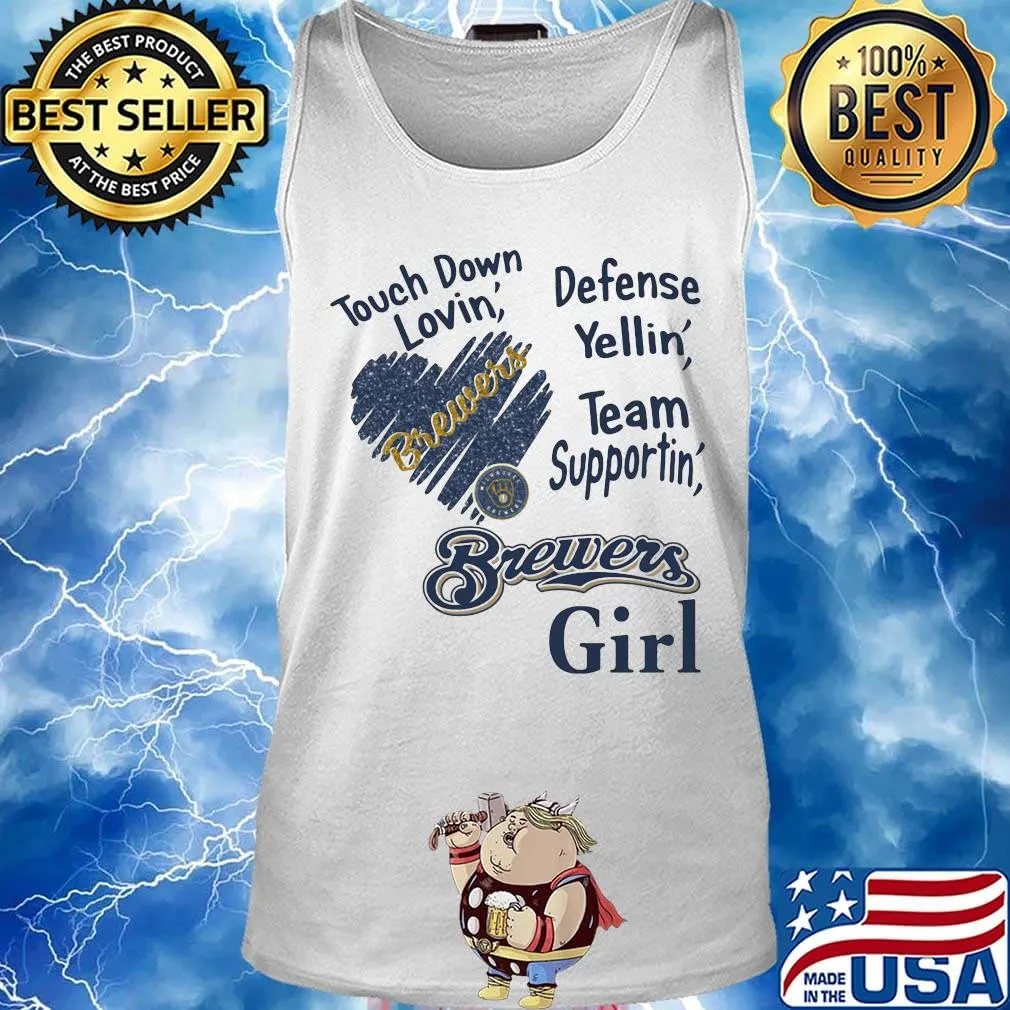 Touch down lovin defense yellin team supporting brewers girl heart s Tank top