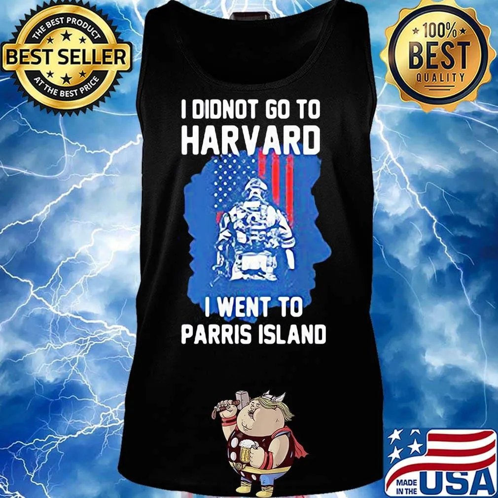 Veteran i didnot go to harvard i went to parris island american flag independence day s Tank top