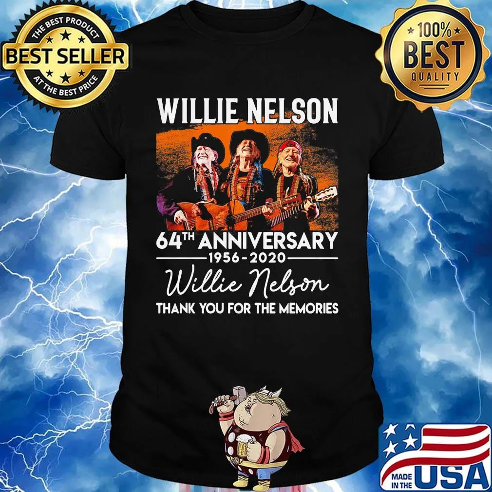 Willie nelson 64st anniversary 1956 2020 thank you for the memories signatures shirt