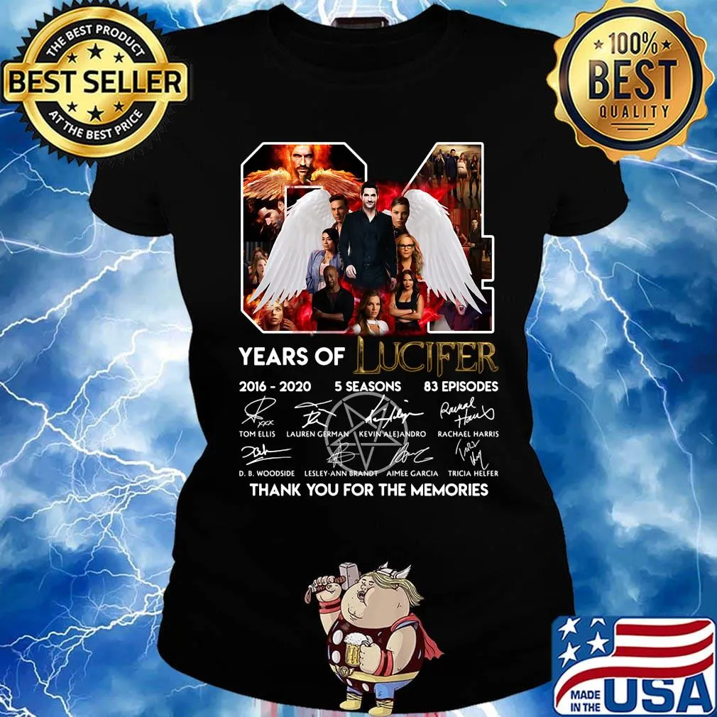 04 years of lucifer 2016 2020 5 seasons 83episodes thank you for the memories signatures s Ladies tee
