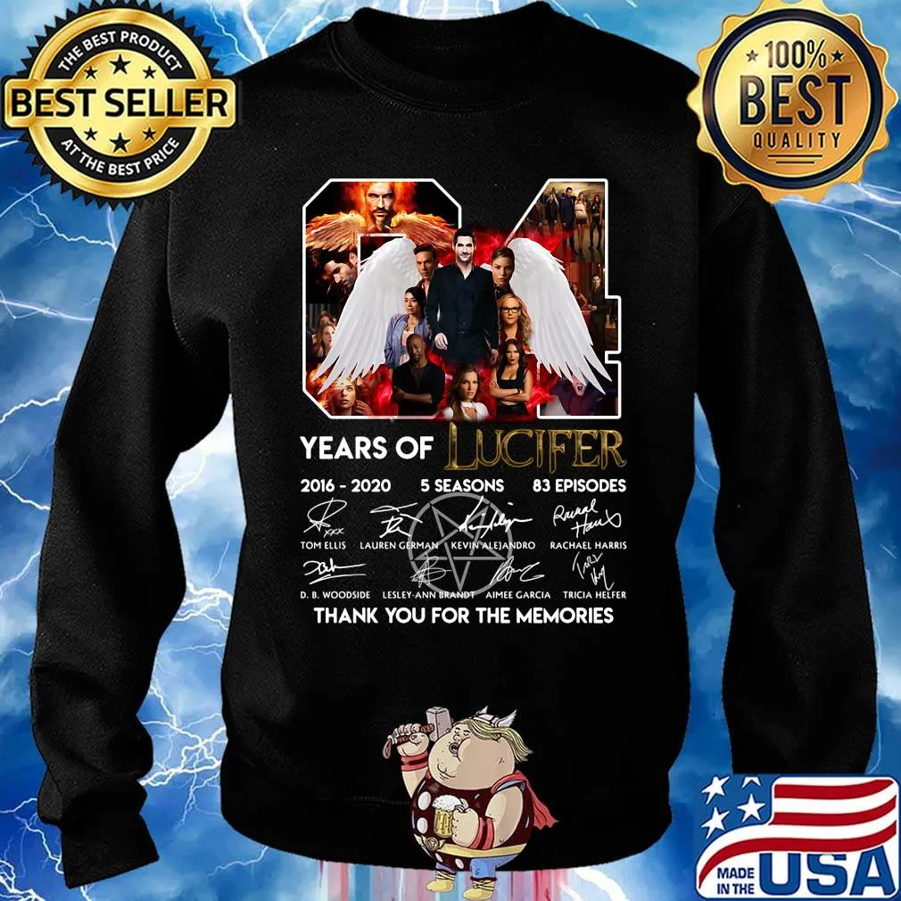 04 years of lucifer 2016 2020 5 seasons 83episodes thank you for the memories signatures s Sweater