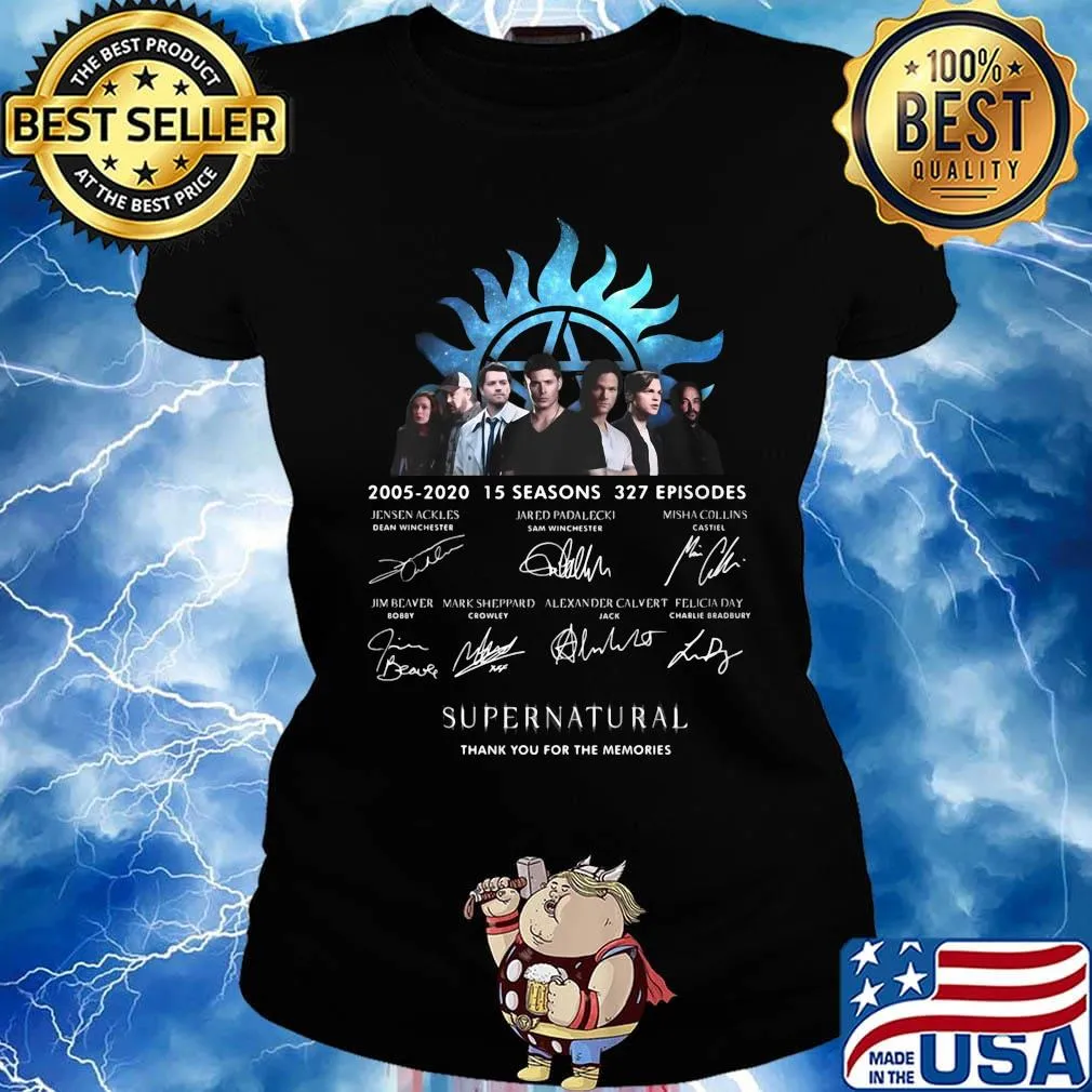 2005 2020 15 seasons 327 episodes supernatural thank you for the memories signatures s Ladies tee
