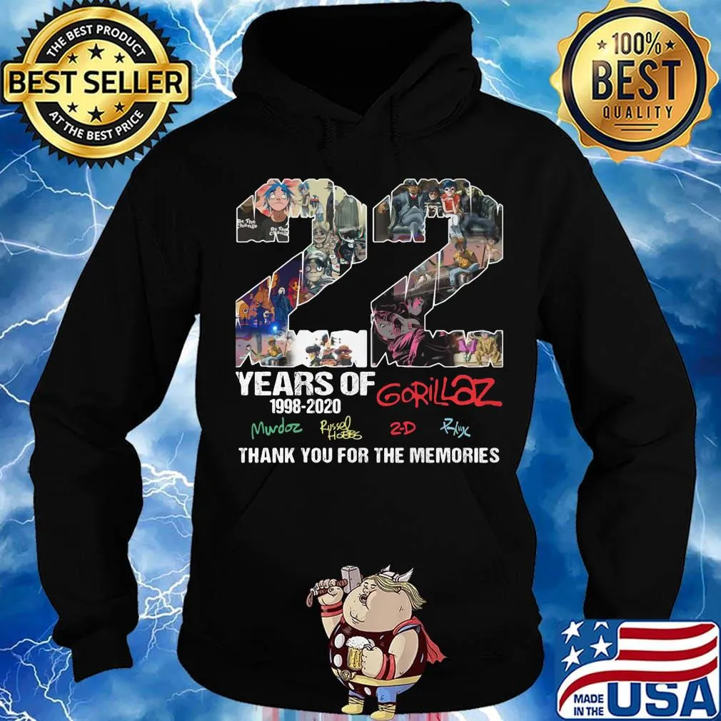 22 years of 1998 2020 gorillaz thank you for the memories signatures s Hoodie