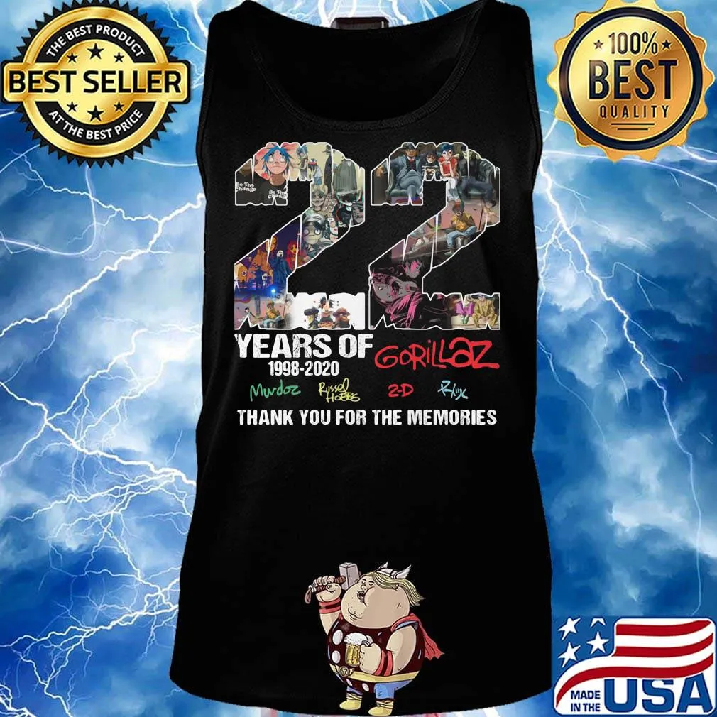 22 years of 1998 2020 gorillaz thank you for the memories signatures s Tank top