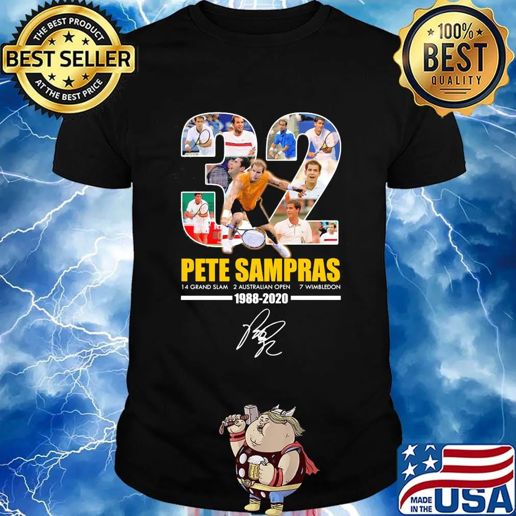 32 pete sampras 14 grand slam 2 australian open 7 wimbledon 1988 2020 signature black shirt