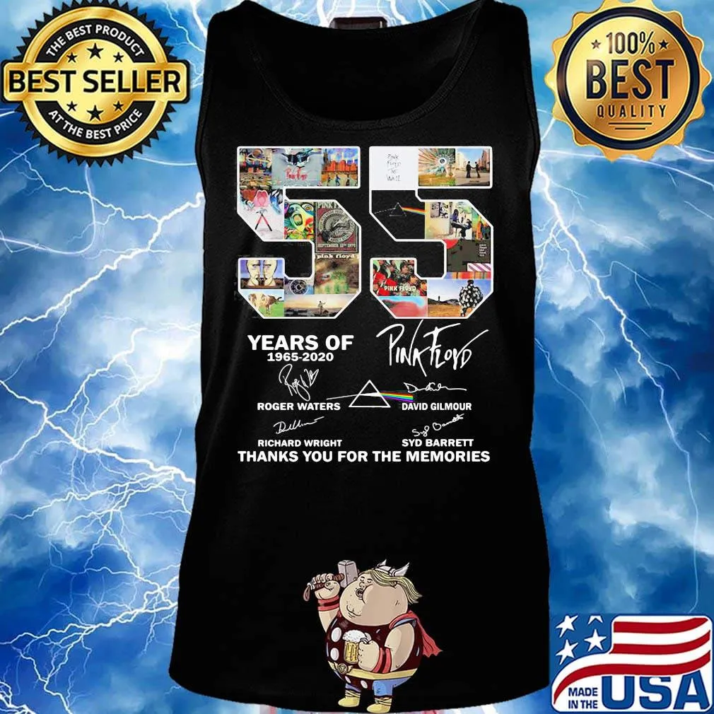 55 years of 1965 2020 pink floyd logo thank you for the memories signatures s Tank top