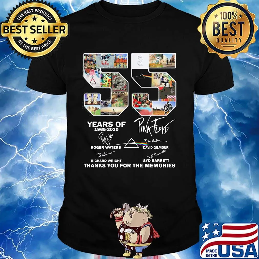 55 years of 1965 2020 pink floyd logo thank you for the memories signatures shirt
