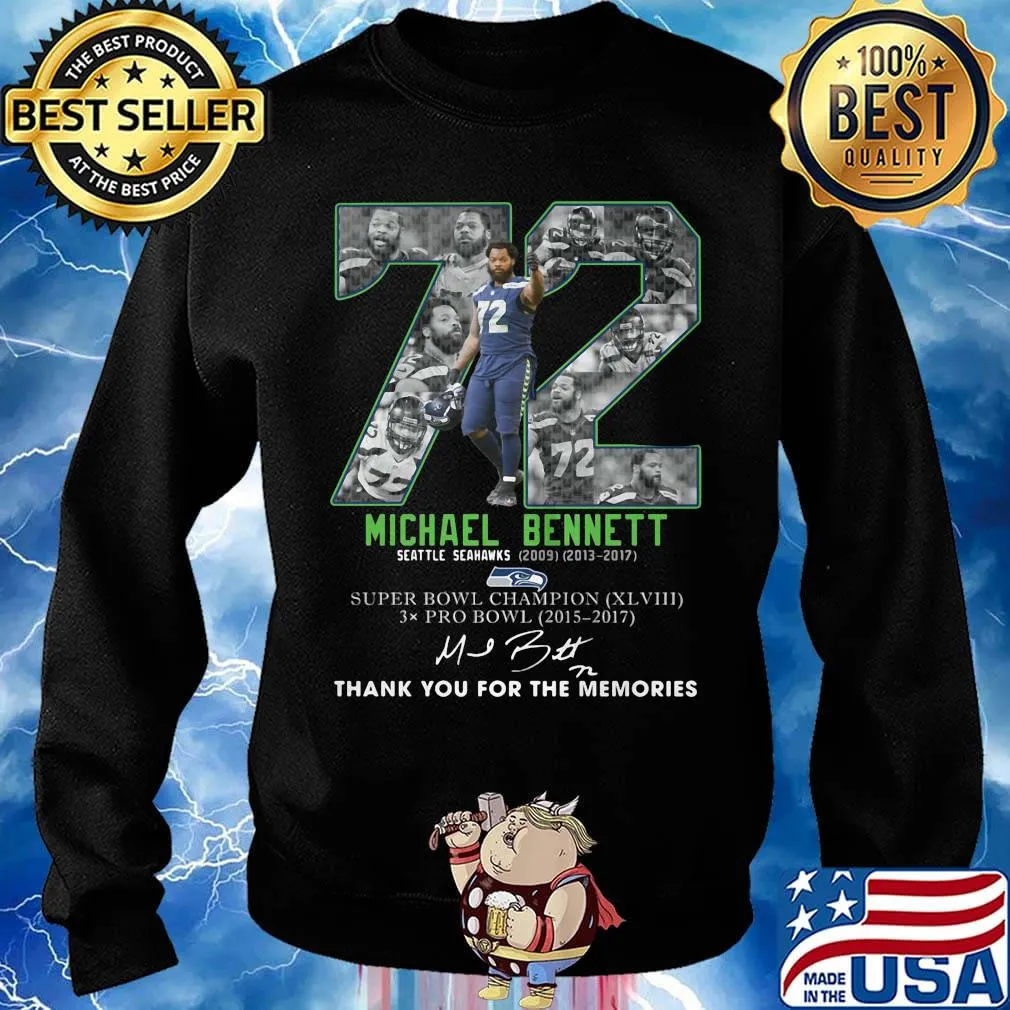 72 michael bennett seattle seahwks 2013 2017 suoer bowl chamopion thank you for the memories signature s Sweater